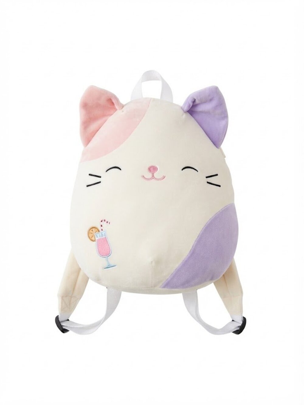 Squishmallows 16" Large Charlotte the Calico Cat Summer Drink Plush Backpack